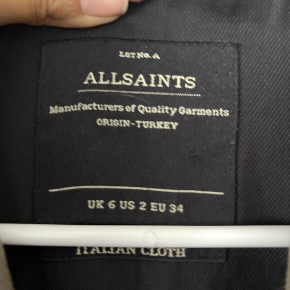 All Saints Green Brown Balfern Biker Suede Jacket Size US 2 MISSING BELT - Picture 3 of 7